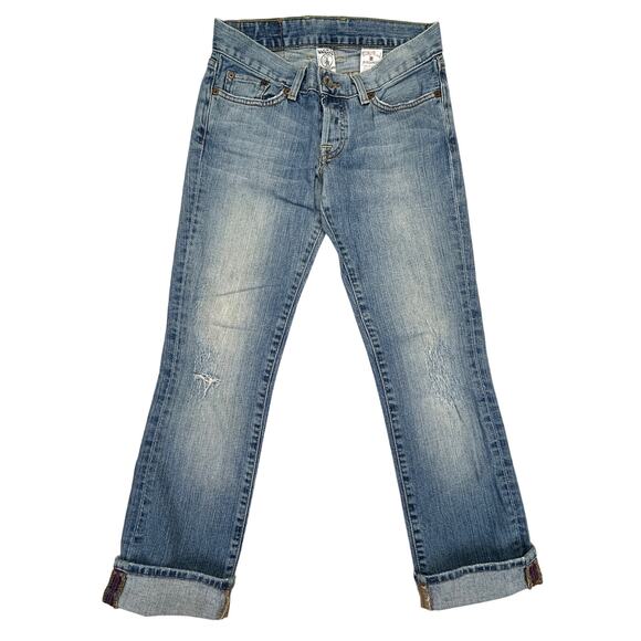 Lucky Brand Jeans Women 2/26 (fits 28x26) Sweet Dream Cuffed Crop Button Fly USA - Picture 1 of 15